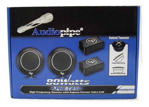 Bocinas Tweeter Audiopipe APHE-T250 2 Piezas 80W RMS Color Negro para Auto/Camioneta con Pantalla Protectora.