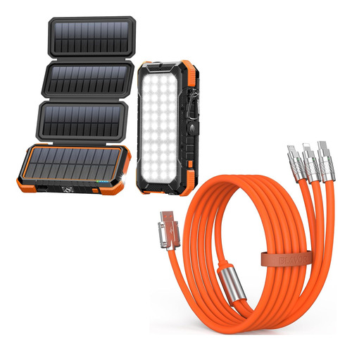 Cargador Solar De Mah Pd 18 W Qc3.0 Carga Rápida Con 4 Panel