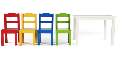 Tot Tutores Juego De Mesa Y 4 Sillas De Madera Para Niños, E