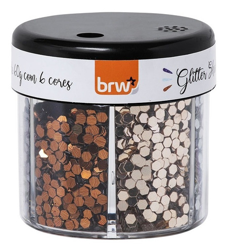 Glitter Shaker Fashion Brw Colmeia Hexagonal 6 Cores 60g