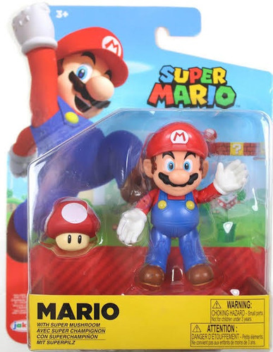 Super Mario Nintendo Figura Articulada Mario Con Super Hongo