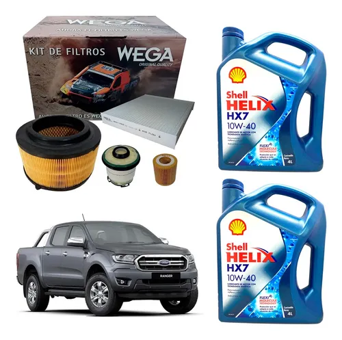 Kit 4 Filtros Wega Y Aceite Shell Ford Ranger 3.2 2.2 Tdci