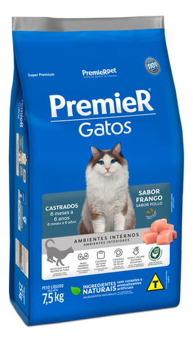 Alimento Premier Gatos Castrados Pollo 7.5kg