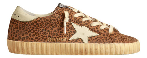 Tennis Golden Goose Super-star Estrella De Cuero Crema Y Leo