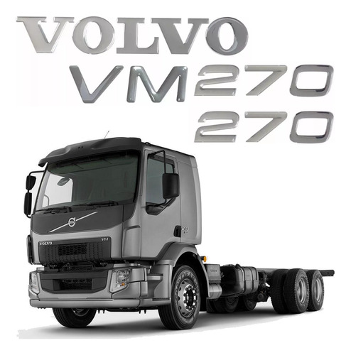 Kit Adesivo Emblema Lateral Letreiro Volvo Vm 270 Vm270