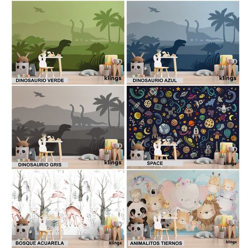 Imagen 2 de 9 de Vinilos Decorativos Mural Empapelado Animales Bebes Infantil