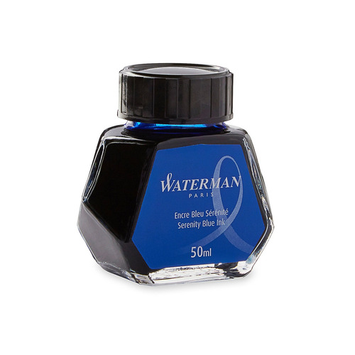 Waterman 1.7 Oz Ink Bottle For Fountain Pens, Serenity Blue