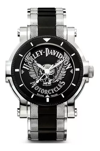 extraño antes de guía Reloj Harley Davidson By Bulova Hombre 78a109 Plateado Negro