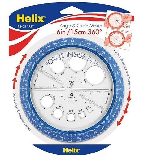 Helix 360 ° Ángulo Círculo Transportador Y Compas Envio Grat