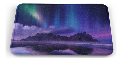 Tapete Aurora Boreal Montañas Baño Lavable 40x60cm