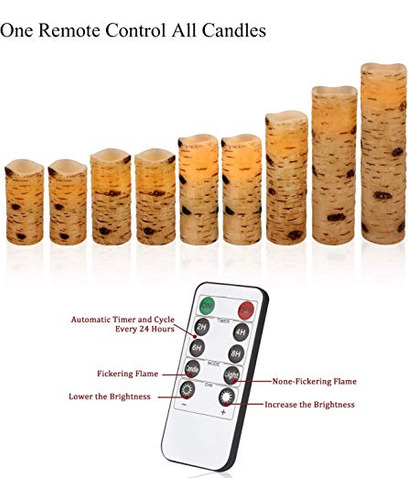 Juego De 9 Velas Led Parpadeantes Sin Llama Con Control Remo