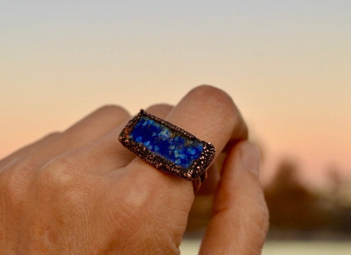 Imagen 2 de 7 de Anillo De Piedra Preciosa Natural Lapislazuli