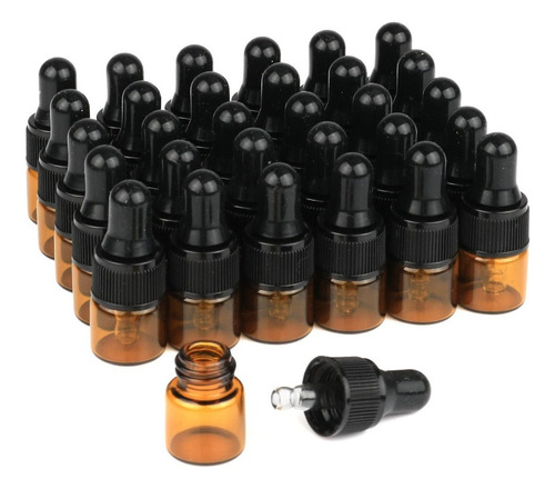 100pcs 1ml Botellas Vidrio Ámbar Con Gotas Aceite Esencial 1