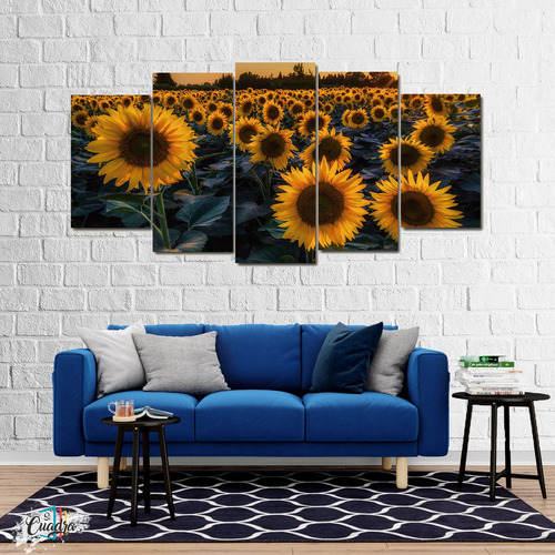 Cuadro Girasol Personalizado Moderno Poliliptico Flores