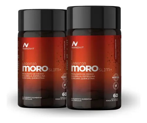 Laranja Moro Slim Cromo Spirulina Suplemento 60 Cáps Nanovit Sem Sabor | Quantidade 2 Potes