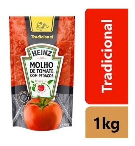 Kit 12un. Molho De Tomate Tradicional Heinz Em Sachê 1.02 Kg