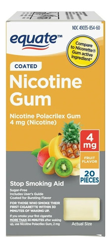 Equate Chicles De Nicotina 4 Mg 20 Pzas Sabor A Frutas