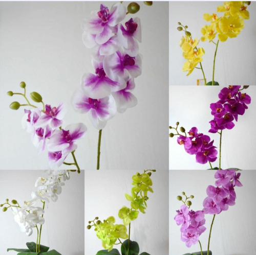 3 Orquídeas Artificial Tacto Natural Doble Vara, 60 Cms