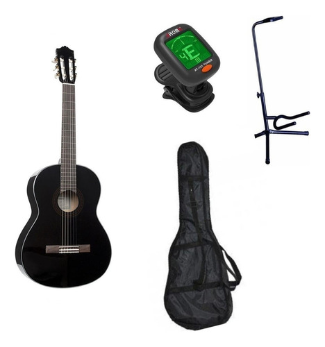 Yamaha C40bl Paquete Guitarra Acustica Atril Funda Afinador