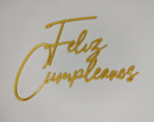 Cake Topper Happy Birthday 14cm Impresión 3d Dorado Feliz Cumpleaños Frontal