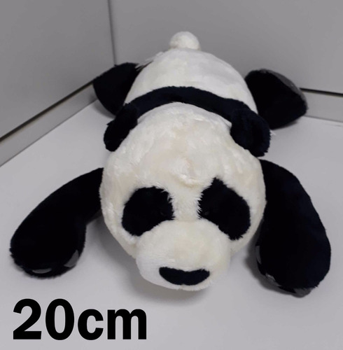 Urso Panda De Pelúcia 20cm Naninha Bebe Nenem Modelo Deitado