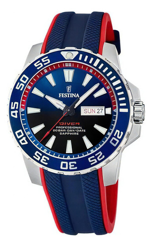 Reloj Hombre Festina Deportivo Zafiro Buceo 20% Off Color De La Malla Azul Color Del Bisel Azul Color Del Fondo Azul