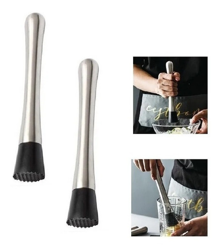 Pack X2 Mortero De Bar Muddler Kit Bartender Set Cocteleria 