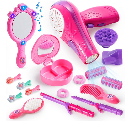 Jgo Salón De Belleza Para Niñas De 17 Pzas Kit De Juguete De