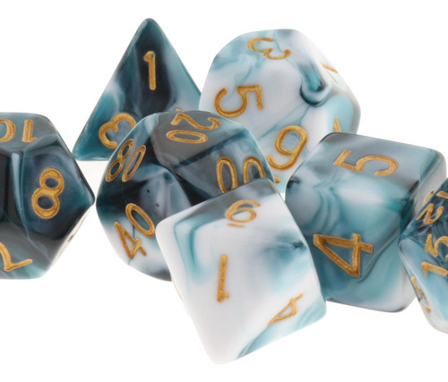 6 X 7 Piezas De Acrílico Poliédrico Dados Favores De Azul
