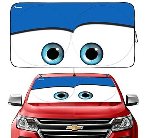 Parasol Para Auto/plegable/ojos Rayo Mcqueen Azul 150 X70cm