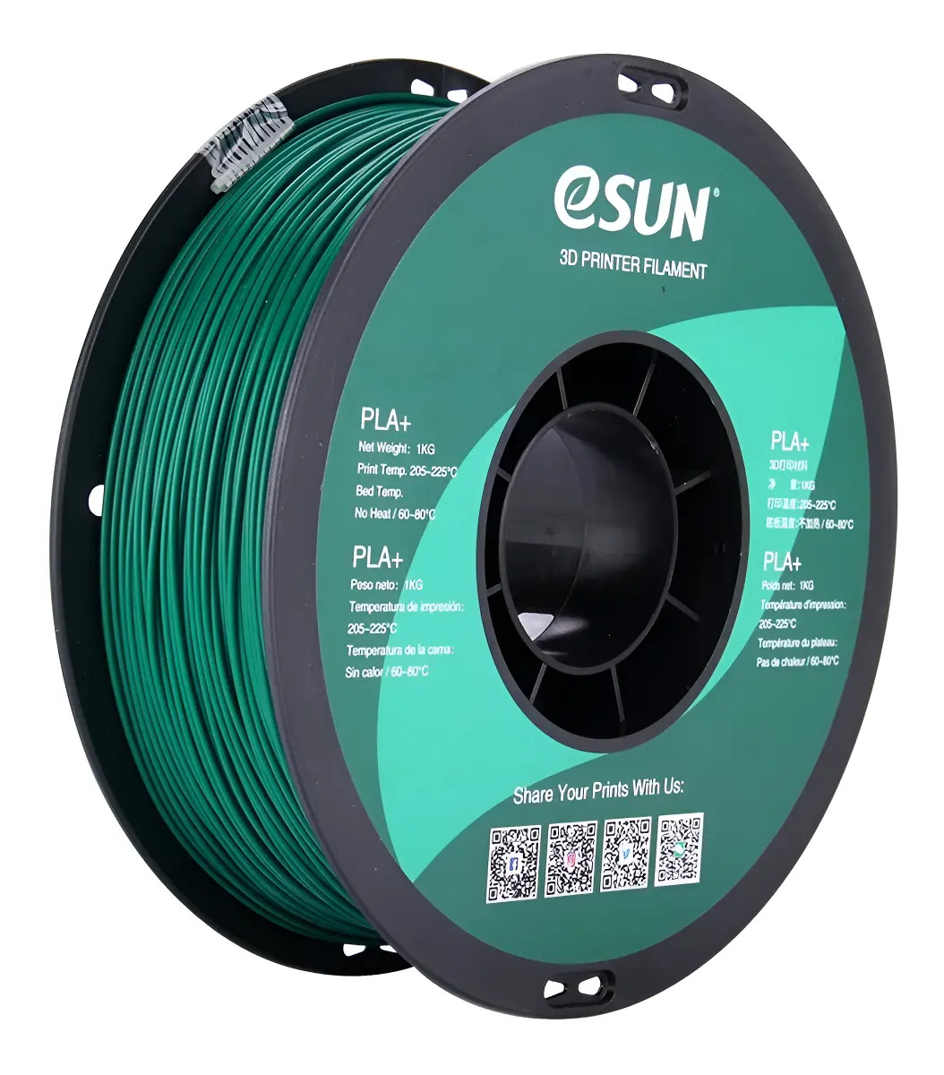 Esun PLA+ filamento 3D 1.75mm color green