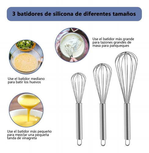 Batidor De 3 Piezas, Batidor De Acero Inoxidable De 6