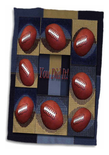 3d Rose You Did It-touchdown-football Blue And Tan Desi...