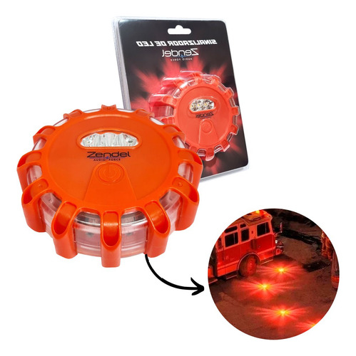 Sinalizador De Led A Pilha 9 Efeitos Vermelho Com Imã Zd-sl