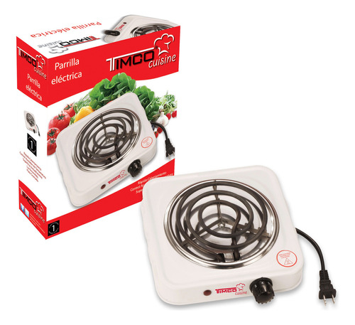 Parrilla Eléctrica De 1 Quemador Con Termostato Timco Pe-01 Color Blanco 110V