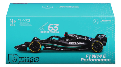 Caixa acrílica Auto F1 1:43 Mercedes 2023 W14 Russell #63