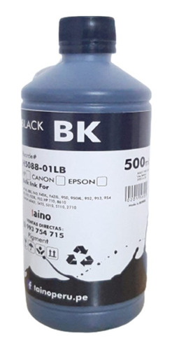 Tinta Pigmentada 1/2 Litro Inktec Compatible Negro 