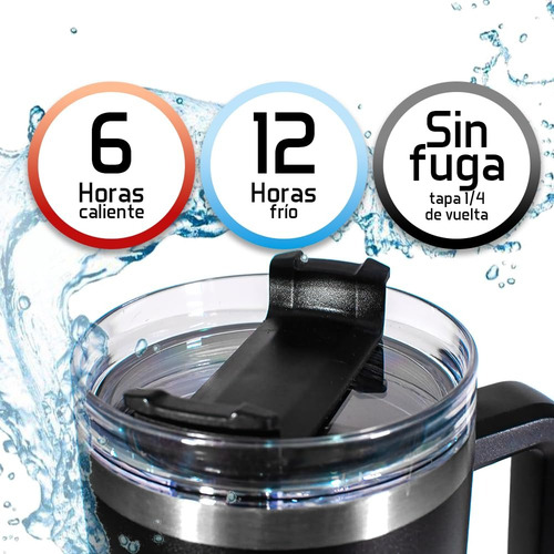 Termo Acero Inoxidable 40oz Vaso Térmico Mantiene Frio Negro