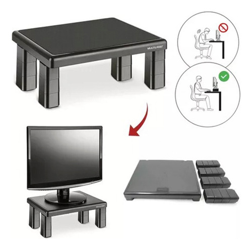 Suporte Notebook Monitor Laptop P/ Mesa 4 Níveis Desmontável