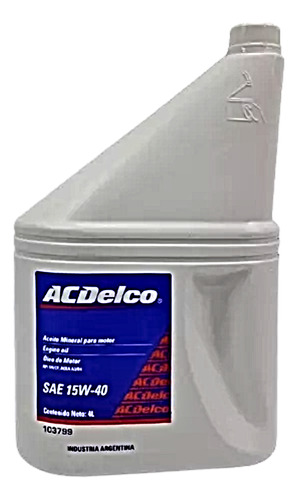 Aceite  Mineral Acdelco 15w40 X 4 Litros