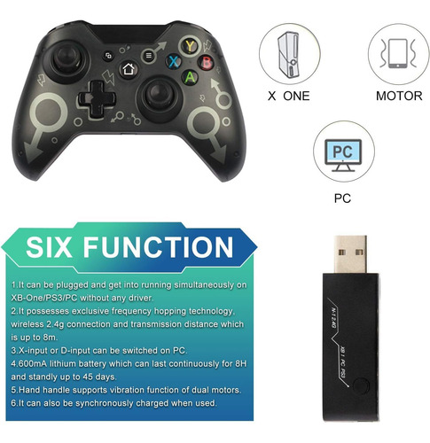 Controlador Sem Fio Sehawei Para Xbox One Pc Gamepad Com Ada