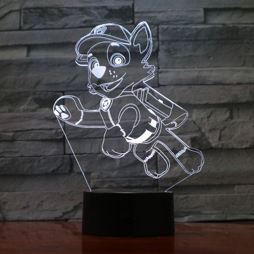 Lámpara Mesa 3d Rocky Paw Patrol Base Negra