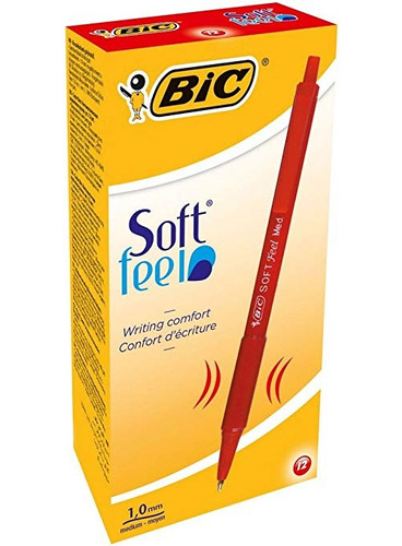 Bolígrafo Bic Sensación Suave, Rojo, Medio Punto, 12-count