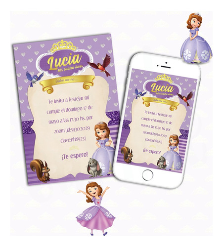 Invitación Digital Princesa Sofia Personalizada Virtual