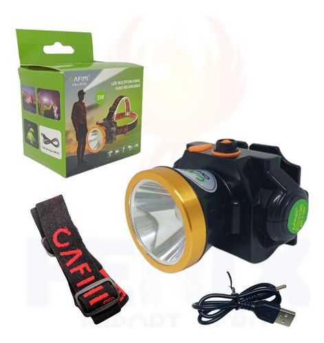 Linterna Frontal Led Recargable Multifuncional  Cafini