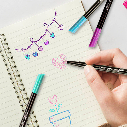 Kit Tons Pastel Bic Resaltadores + Microfibras X6 Marcadores Microfibras Arte Dibujo Lettering Journaling
