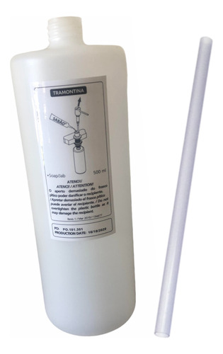 Refil Plástico Dosador De Detergente 500ml Tramontina + Tubo Cor Branco