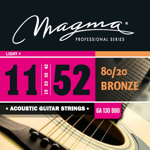 Imagen 1 de 3 de Encordado Guitarra Acústica Magma 80/20 Bronze .011 Ga130b80