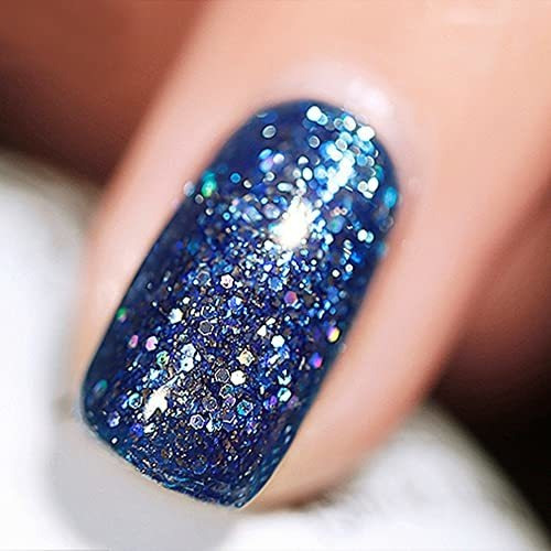 Esmalte De Gel Con Purpurina Color Azul Marino Azul