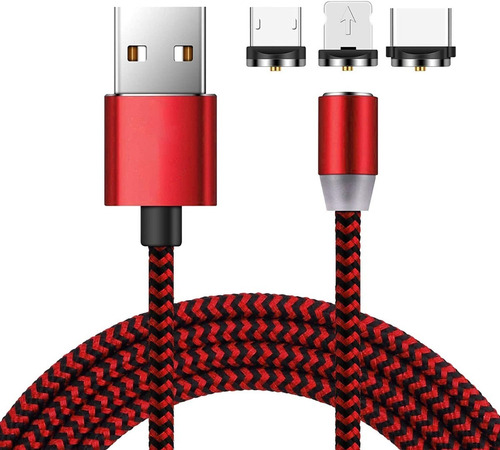 Imagen 1 de 1 de Cable Carga Magnético 3 En 1 Micro Usb, iPhone Y Usb-c